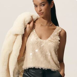 LyreBird Scoop-Neck Paillette Tank Top by Anthropologie